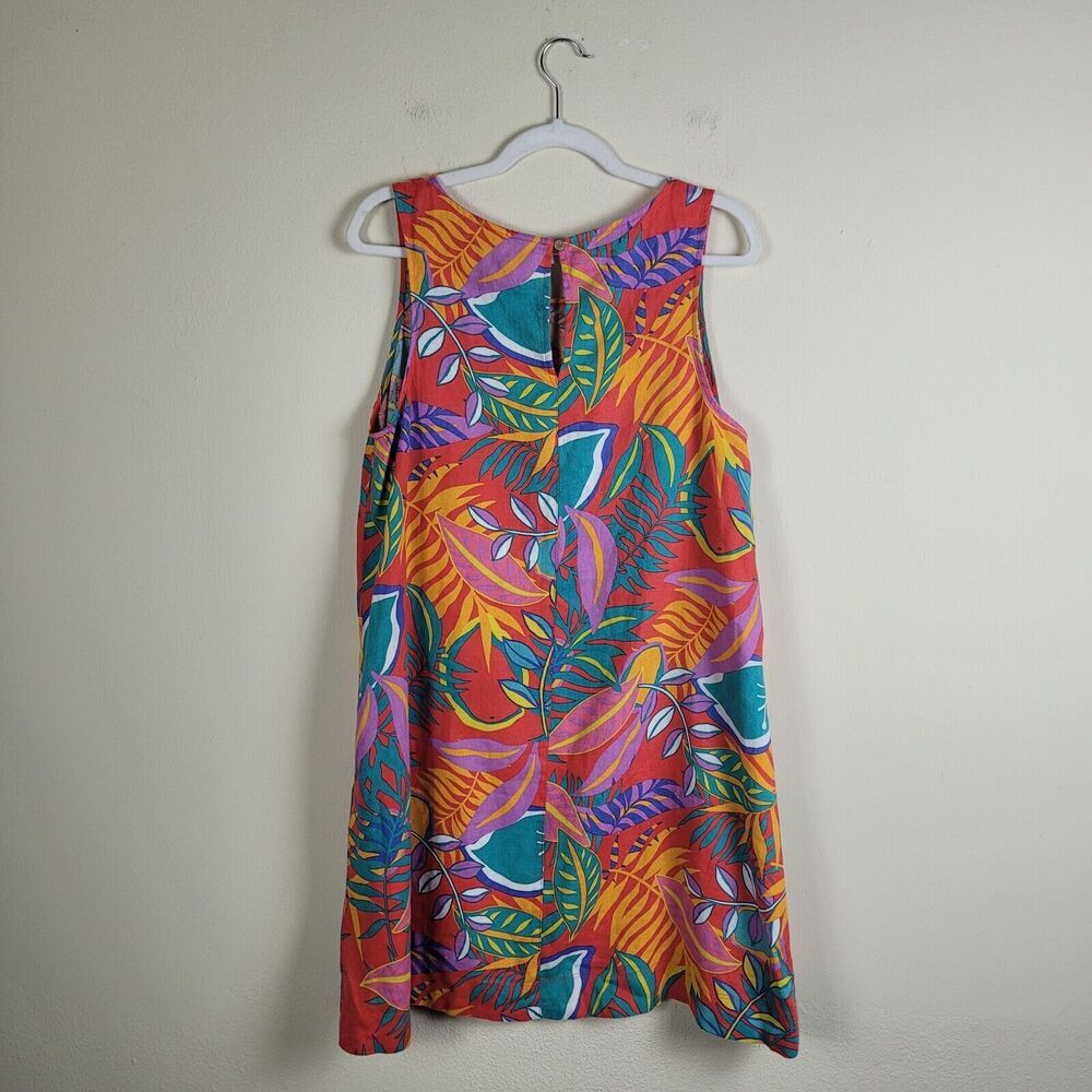 C&C California Dress Large Colorful Linen Floral Shift Pockets Vacation Beach - Picture 2 of 4